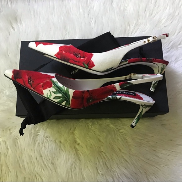 NIB Dolce&Gabbana Floral Cotton Slingback Pumps size EUR 39/ US 9 - Picture 2 of 9